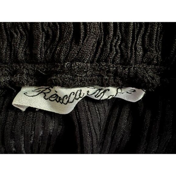 Rebecca Malone Black Pull-On Elastic Waist Crinkle Midi Skirt Sz M Machine Wash - Picture 3 of 3